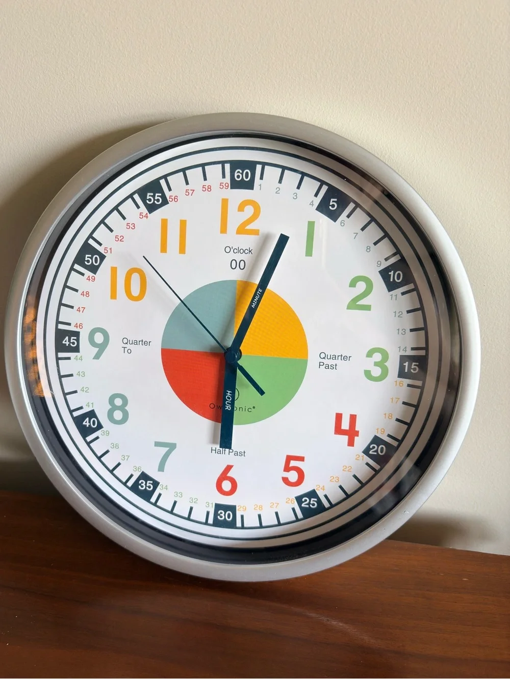 Owlconic 10 in Kids Learning Analog Wall Clock School Supplies Homeschool